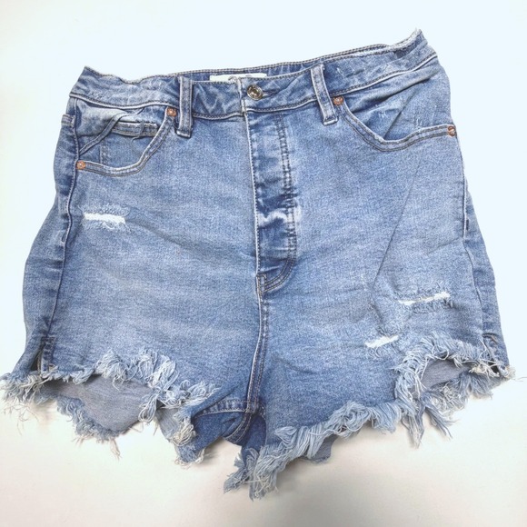We The Free Pants - We The Free Distressed Denim Shorts Raw Hem High Rise Women's 30